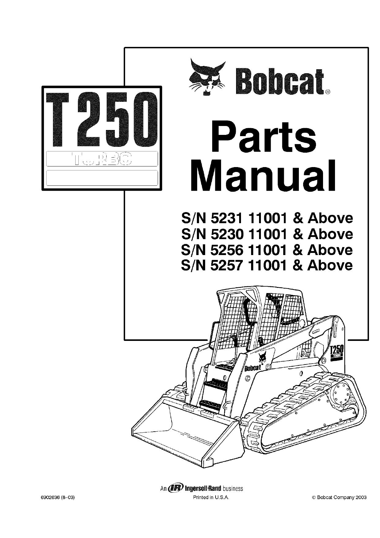 T250 G parts manual Bobcat